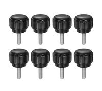 QUARKZMAN 8pz Manopole di Serraggio Zigrinate M3 x 10mm Vite a Testa Filettatura Maschio Acciaio al Carbonio Zincato Metrico 14mm Testa Rotonda Plastica Filettata Bullone a Mano Nero