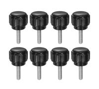 QUARKZMAN 8pz Manopole di Serraggio Zigrinate M3 x 12mm Vite a Testa Filettatura Maschio Acciaio al Carbonio Zincato Metrico 14mm Testa Rotonda Plastica Filettata Bullone a Mano Nero
