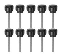 QUARKZMAN 8pz Manopole di Serraggio Zigrinate M3 x 25mm Vite a Testa Filettatura Maschio Acciaio al Carbonio Zincato Metrico 14mm Testa Rotonda Plastica Filettata Bullone a Mano Nero