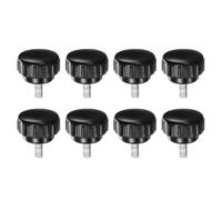 QUARKZMAN 8pz Manopole di Serraggio Zigrinate M5 x 12mm Vite a Testa Filettatura Maschio Acciaio al Carbonio Zincato Metrico 25mm Testa Rotonda Plastica Filettata Bullone a Mano Nero
