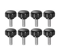 QUARKZMAN 8pz Manopole di Serraggio Zigrinate M5 x 16mm Metrico 304 Acciaio Inossidabile Filettatura Maschio Vite a Testa Zigrinata 18mm Testa Rotonda Plastica Filettata Bullone a Mano Nero