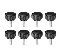 QUARKZMAN 8pz Manopole di Serraggio Zigrinate M5 x 16mm Vite a Testa Filettatura Maschio Acciaio al Carbonio Zincato Metrico 25mm Testa Rotonda Plastica Filettata Bullone a Mano Nero