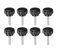 QUARKZMAN 8pz Manopole di Serraggio Zigrinate M5 x 25mm Vite a Testa Filettatura Maschio Acciaio al Carbonio Zincato Metrico 25mm Testa Rotonda Plastica Filettata Bullone a Mano Nero