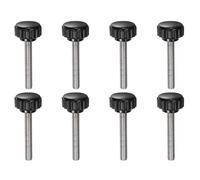 QUARKZMAN 8pz Manopole di Serraggio Zigrinate M5 x 35mm Metrico 304 Acciaio Inossidabile Filettatura Maschio Vite a Testa Zigrinata 18mm Testa Rotonda Plastica Filettata Bullone a Mano Nero