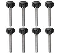 QUARKZMAN 8pz Manopole di Serraggio Zigrinate M5 x 40mm Metrico 304 Acciaio Inossidabile Filettatura Maschio Vite a Testa Zigrinata 18mm Testa Rotonda Plastica Filettata Bullone a Mano Nero