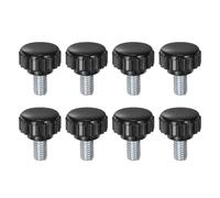 QUARKZMAN 8pz Manopole di Serraggio Zigrinate M6 x 10mm Vite a Testa Filettatura Maschio Acciaio al Carbonio Zincato Metrico 18mm Testa Rotonda Plastica Filettata Bullone a Mano Nero