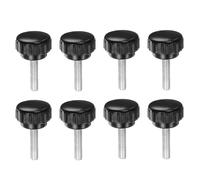 QUARKZMAN 8pz Manopole di Serraggio Zigrinate M6 x 25mm Vite a Testa Filettatura Maschio Acciaio al Carbonio Zincato Metrico 25mm Testa Rotonda Plastica Filettata Bullone a Mano Nero