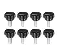 QUARKZMAN 8pz Manopole di Serraggio Zigrinate M8 x 16mm Vite a Testa Filettatura Maschio Acciaio al Carbonio Zincato Metrico 30mm Testa Rotonda Plastica Filettata Bullone a Mano Nero
