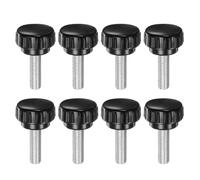 QUARKZMAN 8pz Manopole di Serraggio Zigrinate M8 x 25mm Vite a Testa Filettatura Maschio Acciaio al Carbonio Zincato Metrico 25mm Testa Rotonda Plastica Filettata Bullone a Mano Nero