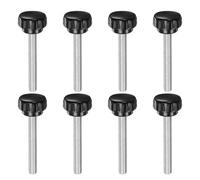 QUARKZMAN 8pz Manopole di Serraggio Zigrinate M8 x 60mm Vite a Testa Filettatura Maschio Acciaio al Carbonio Zincato Metrico 30mm Testa Rotonda Plastica Filettata Bullone a Mano Nero