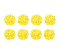 QUARKZMAN 8pz Palline in Rattan di Vimini 1,2 Pollici Riempitivi Vasi Palline Decorative Rattan per Riempitivo Vasi Matrimonio Centrotavola Decorazione Casa Giallo