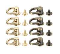 QUARKZMAN 8pz Pulsante a Testa Sferica con Anello a D, 12mm Rivetti a Vite per Tracolla Borsa Artigianale in Pelle Fai-Da-Te Tonalità Bronzo Tono Oro