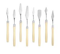 QUARKZMAN 8Pz Spatola Per Pittura Con Lama In Acciaio Inox A Punta E Piatta, Manico In Plastica, Spatola Per Pittura A Olio, Acrilico, Tela, Beige