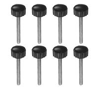 QUARKZMAN 8pz Zigrinate Morsetto Manopole M4 x 40mm Maschio Filettatura 16mm Testa Impugnatura Plastica Metrico Testa Zigrinata Viti Bullone Pomelli Filettati Perno Maniglie, Nero