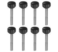 QUARKZMAN 8pz Zigrinate Morsetto Manopole M5 x 40mm Maschio Filettatura 16mm Testa Impugnatura Plastica Metrico Testa Zigrinata Viti Bullone Pomelli Filettati Perno Maniglie, Nero