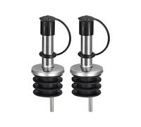 QUARKZMAN Acciaio Inossidabile Bottiglia Versatori, 2pz Oliva Olio Beccuccio con Gomma Polvere Tappi, Vino Versatori Liquore Versa Beccucci per Vino Liquore Caffè Aceto Bottiglie (Nero)