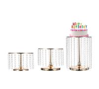 QUARKZMAN Alzata Torta Metallo 3pz Pendenti Cristallo Scintillante, Piatto Esposizione Rotondo Dessert e Cupcake Tavolo Dessert Feste Compleanno, Eventi Nozze, Oro