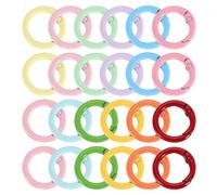 QUARKZMAN Anello a O 24 Pezzi 23,5mm Lega di Zinco Arcobaleno | Clip a Cancello Rotondo, Ganci a Scatto, Fibbie a Grilletto, Anelli a O Molleggiati, per Borse e Portachiavi, Fai da Te