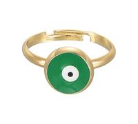 QUARKZMAN Anello Malocchio, Occhio Singolo Verde Anello Oro Anelli Malocchio Per Donne Con Scatola Decorativa Nera Per Protezione Fede Turca, Fai Da
