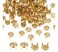 QUARKZMAN Borchie di Strass 7mm Rotondo 110 pezzi Oro e Bianco | Perline ad Artiglio, Testa di Chiodo, Punte di Cristallo, Rivetti ad Artiglio, Punte Punk, per Cinture in Pelle Fai da Te