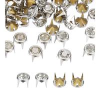QUARKZMAN Borchie di Strass 8mm 40 Pezzi Argento e Bianco | Perline a artiglio di strass e cristallo, testa di chiodo, punte punk, rivetti decorativi, Rotondo, per pelle fai da te