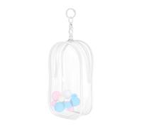 QUARKZMAN Borsa Cosmetici Trasparente 4"x2"x7.5" Borsa Da Viaggio Ovale Per Trucco Con Clip A Forma Di Cuore & Pom-Pom Piccola Borsetta Portatile Per Cosmetici Per Donne Adatta