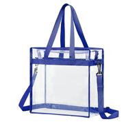 QUARKZMAN Borsa Trasparente 13" x 6" x 13" PVC Chiusura Borsa Blu Zaffiro | Tracolla, Impermeabile, con Cerniera, Tracolla Regolabile, per Eventi Stadio Palla Partita Concerto Spiaggia