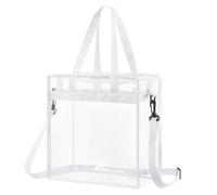 QUARKZMAN Borsa Trasparente 13" x 6" x 13" PVC Impermeabile Chiusura Borsa Tracolla con Cerniera Tracolla Regolabile per Stadio Eventi Palla Partita Concerto Spiaggia (Bianco)