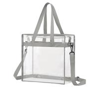QUARKZMAN Borsa Trasparente 13" x 6" x 13" PVC Impermeabile Chiusura Borsa Tracolla con Cerniera Tracolla Regolabile per Stadio Eventi Palla Partita Concerto Spiaggia (Grigio Chiaro)