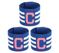 QUARKZMAN Bracciale da Capitano per Calcio, Bracciale da Capitano Elasticizzato in Nylon con Lettera C per Squadre di Calcio, Braccialetti per Allenamento di Football Blu, Confezione da 3