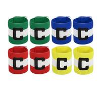QUARKZMAN Bracciale da Capitano per Calcio, Bracciali da Capitano per Calcio Elastici Bracciale con C per Capitano Bracciali per Capitano Verde/Rosso/Giallo/Blu, Confezione da 8