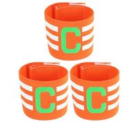 QUARKZMAN Bracciale da Capitano per Calcio in Nylon per Calcio, Bracciale A C Elastico per Capitano, Bracciali da Capitano Sportivi per Allenamento Arancione, 3 Pz