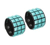 QUARKZMAN Bracciale In Pelle Punk 8.7"/22cm A Strati Con Rivetti Quadrati Goth Con Borchie A Punta Bracciale Regolabile Polsiera Per Accessori Halloween Emo Grunge, Light Blue(Black).