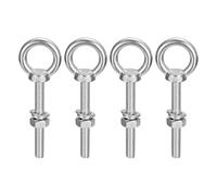 QUARKZMAN Bullone ad Occhiello di Sollevamento, 4 Set M10 x 80mm Bullone ad Occhiello con Dado Rondella Acciaio Inossidabile 304 Anello Sollevamento a Spalla per Appendere Oggetti