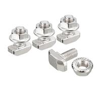 QUARKZMAN Bulloni a T in M6x12mm e Dado Esagonale Flangiato M6, 20 Set Vite Scorrevole con Perno a Forma T con Testa a Martello per Profilo Alluminio Serie 30