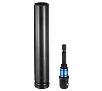 QUARKZMAN Bussola A Impatti A 6 Punti Profonda 1/2" Guida 19mm Bussola Metrica Lunghezza 6" Con Adattatore A Cannello Esagonale 1/4", Acciaio CR-V Bussola Per Dadi E Bulloni
