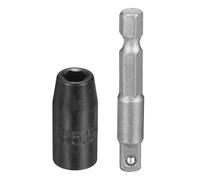 QUARKZMAN Bussola ad impatto a 6 punti poco profonda 1/4" 5.5mm 25mm | Set di accessori: adattatore a gambo esagonale 1/4" 50mm, in acciaio CR-V, per dadi e bulloni esagonali