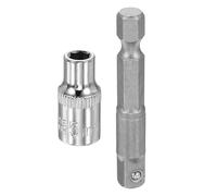 QUARKZMAN Bussola Di Impatto A 6 Punti Profonda 1/4" Drive 5mm Bussola Metrica Lunghezza 1" Con Adattatore A Codolo Esagonale 1/4", Accessorio Strumento Set CR-V Acciaio Per Dadi E
