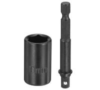 QUARKZMAN Bussola impatto 6 punti 1/4" 10mm 25mm Acciaio CR-V | Poco profonda, con adattatore a gambo esagonale da 1/4 pollice da 65mm (2,56") e accessori, per dadi e bulloni esagonali