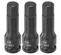 QUARKZMAN Bussola per inserti esagonali ad impatto 3 pz 1/2" 5/8" | Adattatore per chiave ad impatto, Lungo 3", Acciaio Cr-Mo, Standard SAE, per riparazioni auto, edilizia e fai da te