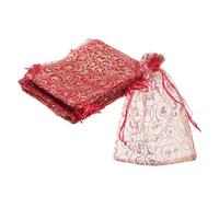 QUARKZMAN Buste Di Organza, 100Pezzi 13 X 18Cm Buste Reticolate Per Caramelle Con Cordino Gioielli Regalo Per Party Favor Sacchetti Natale Matrimonio Festival Piccolo Regalo, Rosso Rosa