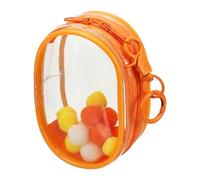 QUARKZMAN Bustina Trasparente Da 4 Pollici Con Display Per Figure Mini Bustina Impermeabile Per Monete Con Portachiavi E Pon Pon Per Display Di Bambole Blind Box (Rotonda Arancione)