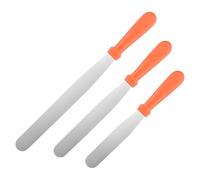 QUARKZMAN Cake Offset Spatula Set, 6, 8, 10" Icing Spatula Cake Decorating Frosting Knife With PP Plastic Handle For Home Kitchen Bakery Set Of 3 Orange (Straight Handle).