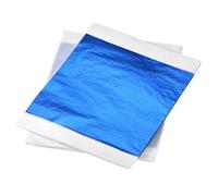 QUARKZMAN Carta Foglia Blu Foglia d'Oro Foglio 5.5 x 5.5 Pollici per Decorazione Artistica, Sculture, Pacco da 100