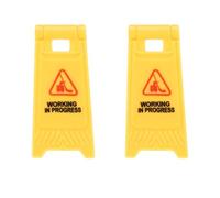 QUARKZMAN Cartello di Avviso in Miniatura Segnale Lavori in Corso Modello Plastico di Scena Stradale Segnale di Attenzione Mini da Pavimento Perfetto per Decorazione (Giallo 2 Pz)