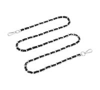 QUARKZMAN Catena Per Borsetta 55 Pollici Cinturino In Pelle E Ferro Catene Per Borse Con Fibbie Per Borsa A Spalla E A Traversa (Cinturino Nero + Catena Argento)