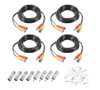 QUARKZMAN Cavo Video E Alimentazione BNC, 5m/16ft Cavo soltanto Per Telecamere Di Sicurezza Cavo Di Estensione DC Per Installazione Di Sistemi CCTV DVR Plug & Play, 4 Set Nero