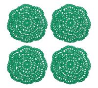 QUARKZMAN Centrini Uncinetto 4pz 4" - Cotone Intreccio Tessuto Sottobicchieri Pizzo Rotondo Sottobicchieri Fatti Manualmente con Floreali per Matrimonio Festa Decorazione (Natale Verde)