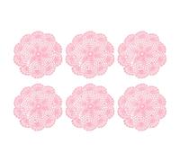 QUARKZMAN Centrini Uncinetto, 6Pz 8" - Sottobicchieri Uncinetto Fatti a Mano Cotone, Tovagliette Rotondo Pizzo Con Motivi Floreali Per Decorazioni Di Matrimoni e Feste (Rosa)