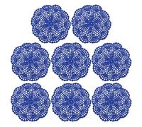 QUARKZMAN Centrini Uncinetto 8pz 8" - Fare Manualmente Uncinetto Cotone Sottobicchiere Rotondo Pizzo Tovagliette con Floreali Modelli per Matrimonio Festa Decorazione (Luminoso Blu)